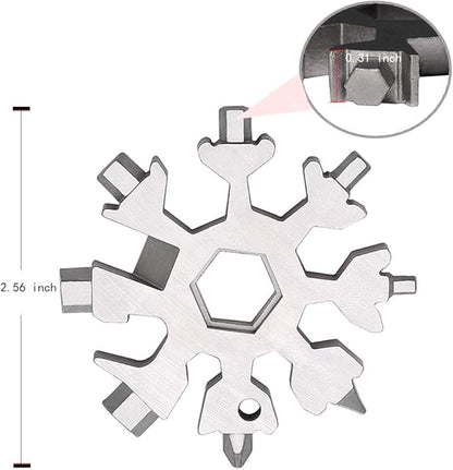 18-in-1 Snowflake Multi-Tool Screwdriver, Stainless Steel 18-1 Multitool Snow Tool,Best Gift for mens (Silver)