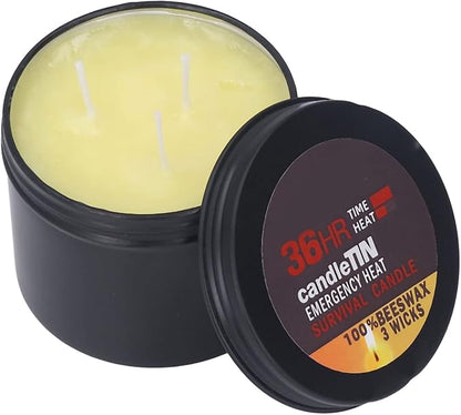 3 Wick 36 Hour Emergency Candle, Long Lasting Survival Candle with Aroma Slow Burn Beeswax Wax Camping Candle Scented Candle for Emergency, Camping, Hiking, Essential