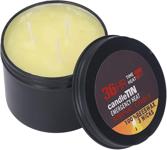 3 Wick 36 Hour Emergency Candle, Long Lasting Survival Candle with Aroma Slow Burn Beeswax Wax Camping Candle Scented Candle for Emergency, Camping, Hiking, Essential
