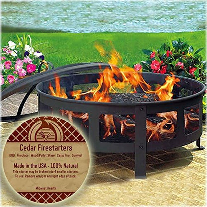 Midwest Hearth Cedar Fire Starters - BBQ, Fireplaces, Stoves, Outdoor, Camp Fire, Survival - 8 Pack (Up to 32 Fires)