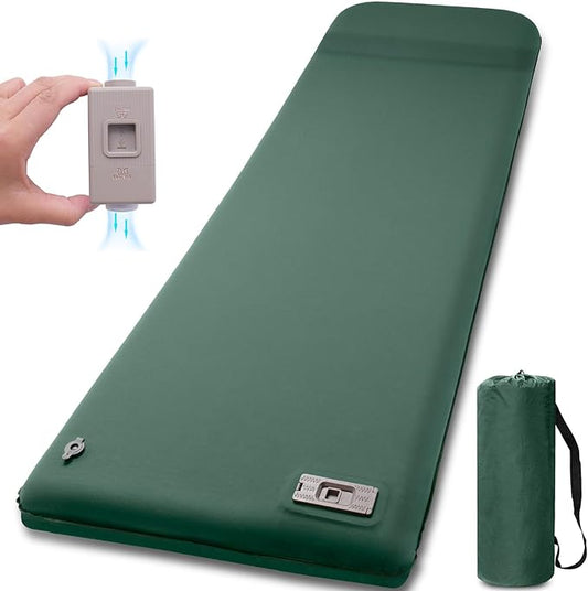 Self Inflating Sleeping Pad with Electric Pump, 3.14" Ultra-Thick Memory Foam Sleeping Mats for Camping,Easy Inflate&Deflate,9.5 R-Value Insulated Camping Mattress Pad with Pillow for Car Travel Tent