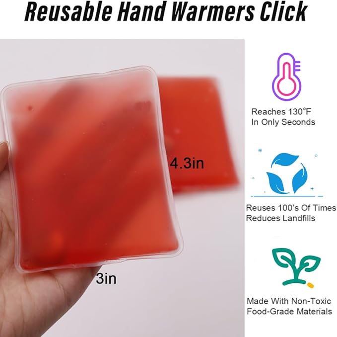 4 Pcs Reusable Snap Heat Pack,Hand Warmers Click,Pouch Gel Hand Warmers Cute Long Lasting Warmth for Camping, Outdoor,Hand Warmers Boil Click Heat Pocket Hand Warmer.