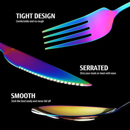 hecef 11 PCS Black Titanium Plating Travel Cutlery Set with Compact Carrying Case & Mesh Bag, Reusable Stainless Steel Utensils, Handy Flatware Set for Work, School, Camping and Travel