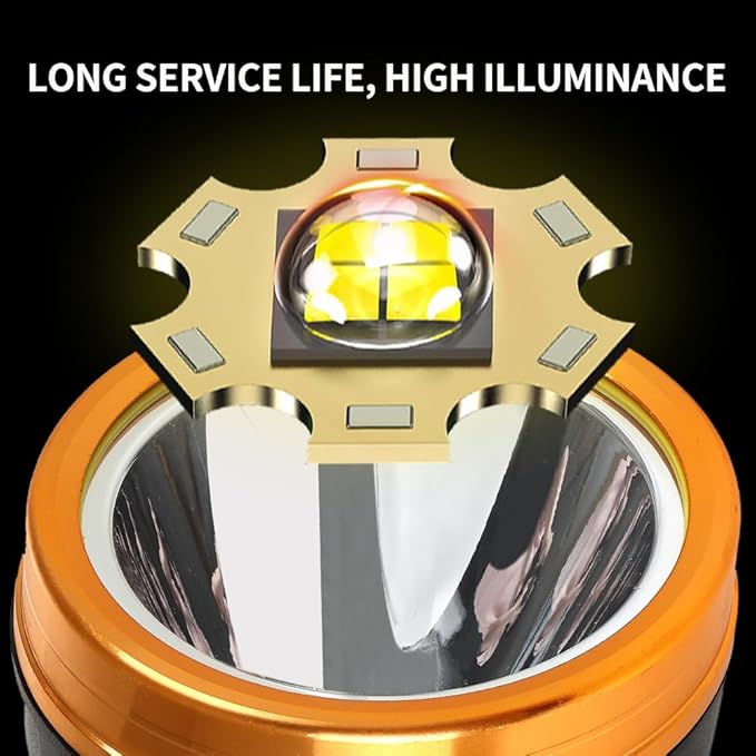 KINQILIN1200,000LM Rechargeable Spotlight 30600mAh Spotlight Flashlight 100H Ultra-Long Standby IP67 Waterproof Spotlight with 6 Modes Handheld Rechargeable Flashlight for Camping Hunting Emergency
