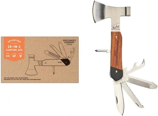 Gentlemen's Hardware - Axe Multi-tool Kit, 10-in-1 Uses, Great for Outdoor Activities & DIY Projects, Stainless Steel, Versatile, Convenient