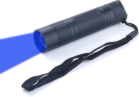 Blue Light Flashlight Single Mode Zoomable Blue LED Flashlights for Night Hunting, Fishing