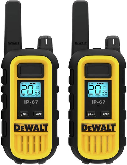 DEWALT DXFRS300 1 Watt Heavy Duty Walkie Talkies - Waterproof, Shock Resistant, Long Range & Rechargeable Two-Way Radio with VOX (2 Pack)