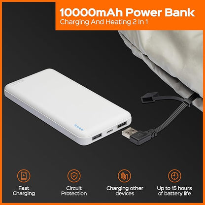 Heated Hand Warmer Pouch, 10000mAh Electric Heated Hand Muff, Rechargeable Portable Power Bank Hand Warmer with 3 Levels Heating for Football, Hunting,Fishing,Camping. (Black)