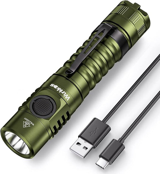 Wurkkos FC11 Rechargeable LED Flashlights Max 1300Lumen High 90CRI EDC Flash Light USB C Charge,IP67 Waterproof Torch, Magnetic Tailcap, Great for Dog Walking Home use Emergency(Green-4000K)