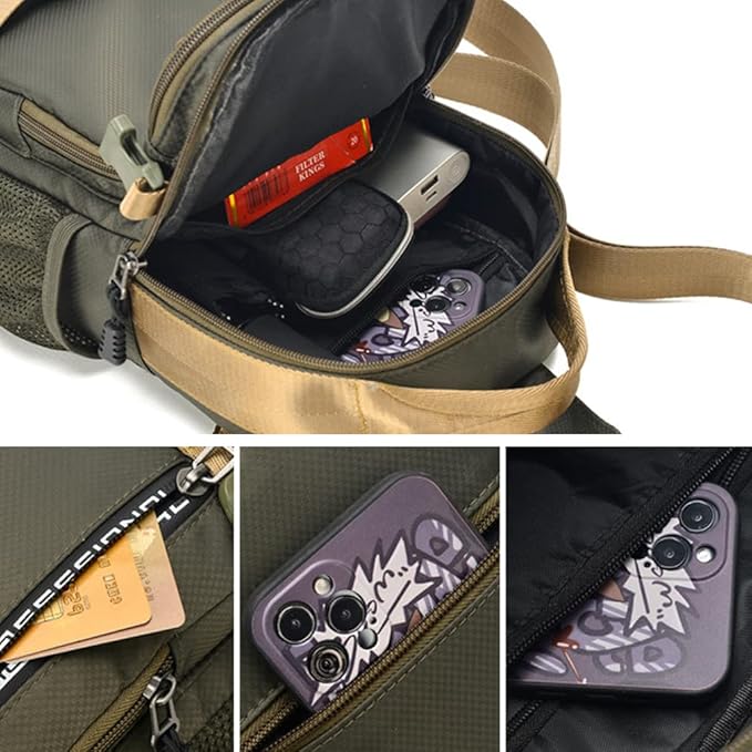 KPYWZER Nylon Sling Bag Backpack Handbag for Men Women Travel Outdoors Sports Hiking Casual Crossbody Chest Pack Shoulder Pouch Multipurpose Daypack Black