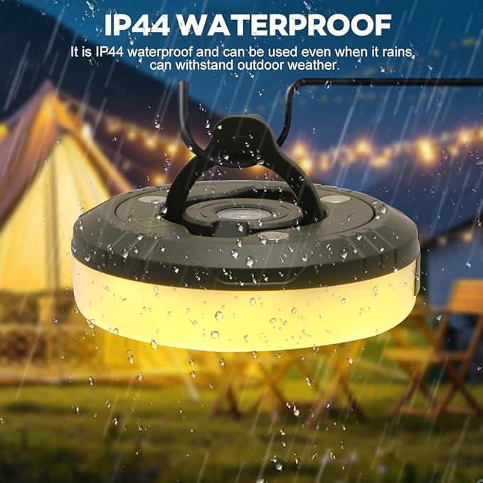 Camping String Lights, 2 in 1 Outdoor Waterproof Camping String Light with 8 Lighting Modes(32.8Ft), Quick 30s Recovery, Type-C Fast Charging Portable LED Tent Light for Camping Yard Hiking