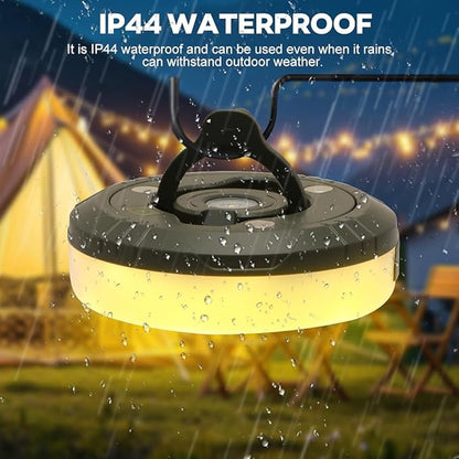 Camping String Lights, 2 in 1 Outdoor Waterproof Camping String Light with 8 Lighting Modes(32.8Ft), Quick 30s Recovery, Type-C Fast Charging Portable LED Tent Light for Camping Yard Hiking