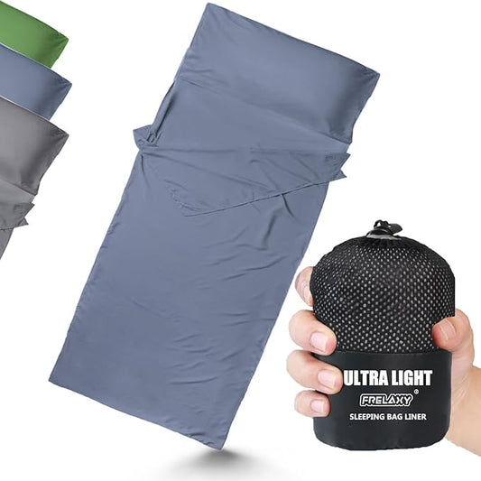 Frelaxy Ultralight Sleeping Bag Liner - Lighter & Compact, 3 Sizes Travel Sheets & Adult Sleep Sack, Comfy Breathable & Cooling & Silky Soft, Quick-Drying, for Backpacking, Hotel, Camping, Hostels