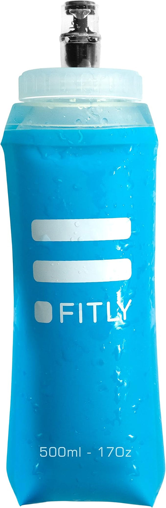 Large Soft Flask - 17 oz (500 ml) - Shrink As You Drink Pocket Soft Water Bottle for Hydration Pack/Running Vest- Folding Water Bottle for Running, Hiking, Cycling - Ski Water Bottles (F5L)