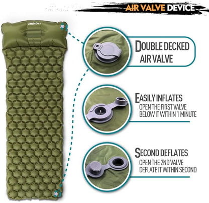 ZOOOBELIVES Ultralight Sleeping Pad with Built-in Pillow, Inflatable Camping Mattress for Backpacking, Traveling and Hiking, Compact and Portable Camp Mat