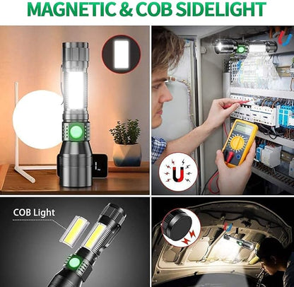 UV Flashlight Black Light, 3-in-1 Magnetic Flashlight Rechargeable, 1000 Lumen Tactical LED Flashlight, 7 Modes Waterproof UV Light Flashlight for Camping Emergencies Pet Urine Detection