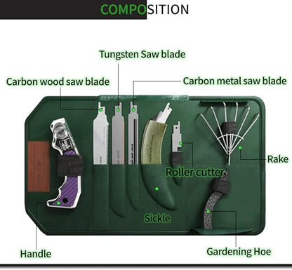 15-in-1 Multi-Tool with One-Touch Safety Lock - Professional Knife for Metal, Wood, Saw Blade, Heo, Rake, Sickle, Tungsten Carbide, Tile Glass Cutter - Outdoor, Camping, Hunting, Gardening, Hiking