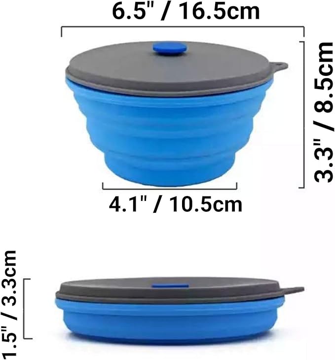 Mr. Peanut's Collapsible Silicone Camping Bowl with Lid & Foldable Fork