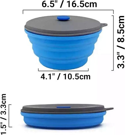 Mr. Peanut's Collapsible Silicone Camping Bowl with Lid & Foldable Fork