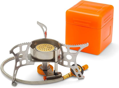 Backpacking Stove with Built-in Ignition System, Compatible with 3 Types of Camping Stove Fuel