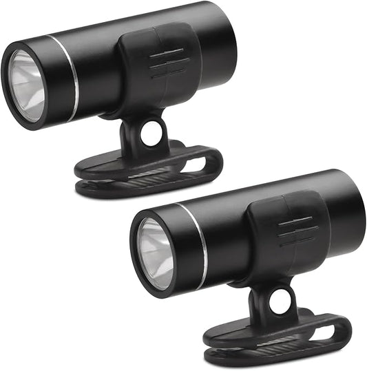 2-Pack Mini Flashlight, Pocket LED shoe light, clip on rechargeable hat Flash Light, 200 Lumens Adjustable Brightness Torch,Rechargeable Battery USB C Cable Cycling Camping Hiking