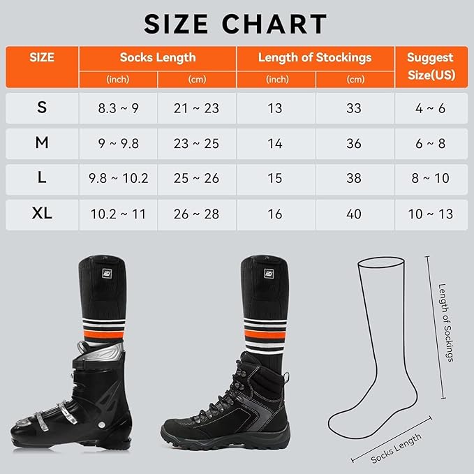 Heated Socks for Women Men Rechargeable Washable, Battery Electric Heated Socks Foot Warmers with APP Control for Skiing Hunting Riding Camping Fishing Hiking Outdoor Work