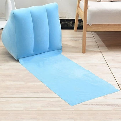 2X Inflatable Outdoor Sun Bath Beach Mat Pillows Flocking Beach Chairs with Backrest Inflatable Lounger for Portable Travel Camping (Skyblue)