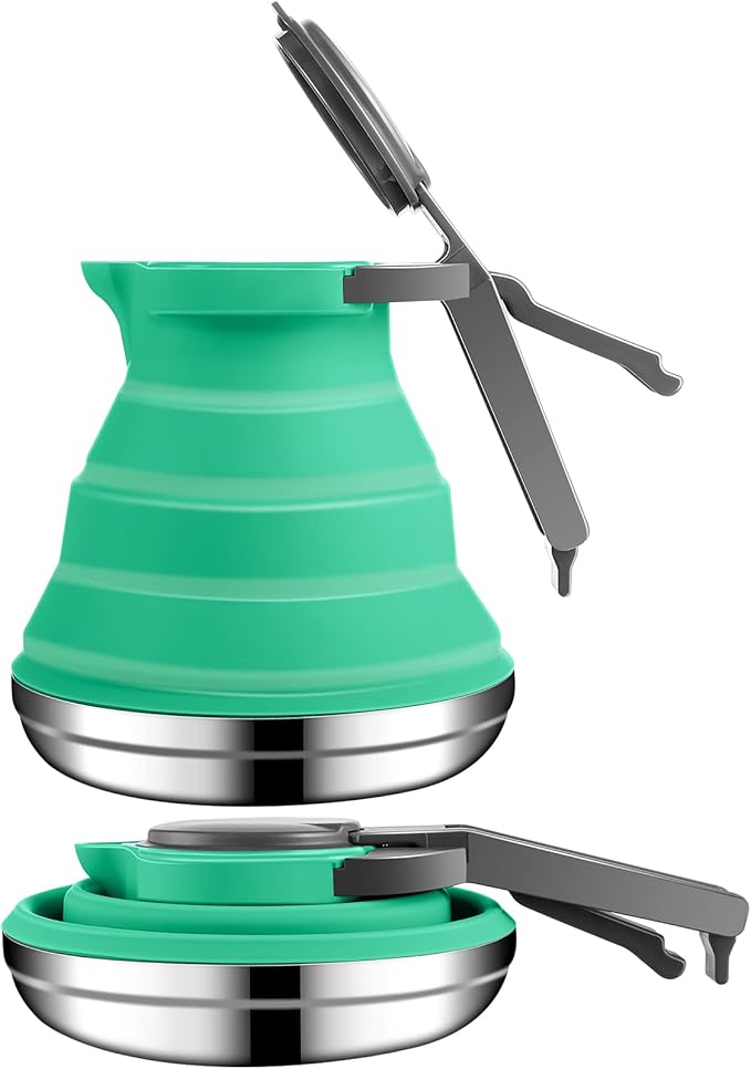 Geiserailie Camping Coffee Pot Portable Camping Pot Camping Kettle Outdoor Camping Coffee Pot Hiking Camping Kettle for Hiking Travel and Outdoors (Green)