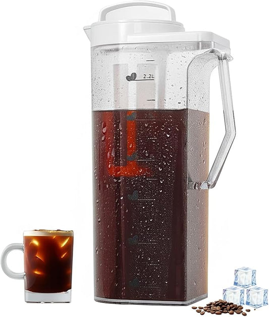 LITIFO Cold Brew Coffee Maker, 74oz Portable Iced Tea and Coffee Maker with Precision Filter, Leak-Proof，Heat-Resistant, Dual Handles for Camping/Home Kitchen (74oz)