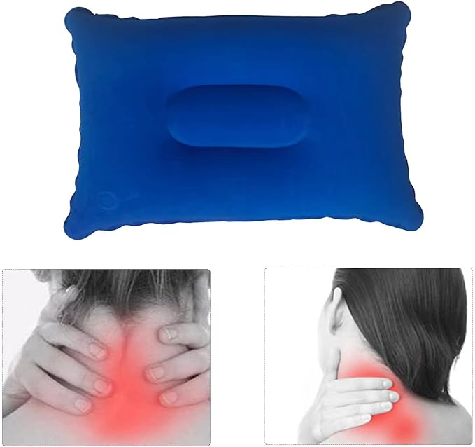 3 Pack Royal Blue Ultralight Inflatable Pillow Small Squared Flocked Fabric Air Pillow for Hiking,Camping,Traveling,Napping,Desk Rest,Neck & Lumbar Support