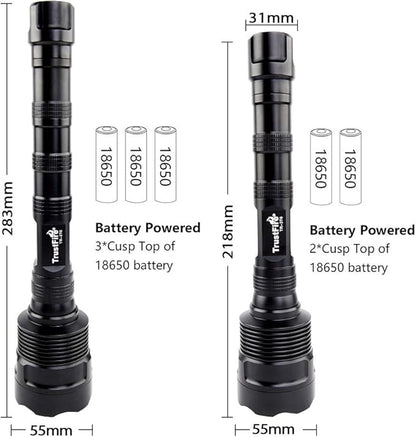 TrustFire TR-3T6 LED Flashlight, Super Bright 3800 Lumens, Water Resistant 5 Light Modes Large Tactical Torch by 2X or 3X Rechargeable Battery(not Included)
