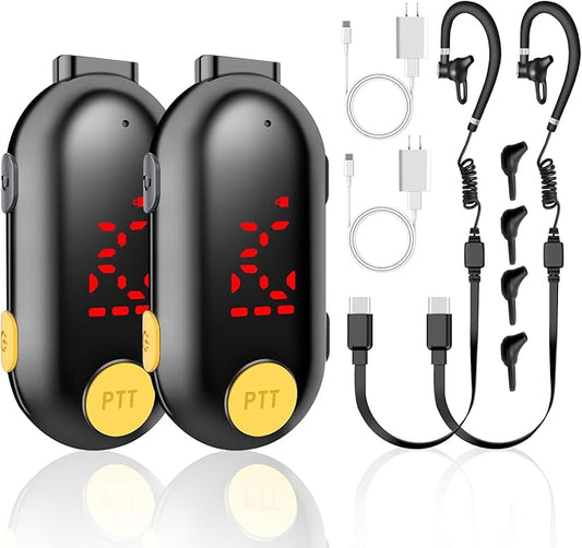 Mini Walkie Talkie Headset: Bluetooth Two-Way Radio FM Transceiver, Portable Small Walkie Talkies for Restaurants, Sports & Outdoor Activities, Wearable for Hospitals & Tourism
