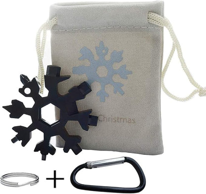 18-in-1 Snowflake Multi-Tool Screwdriver, Stainless Steel 18-1 Multitool Snow Tool (Black)