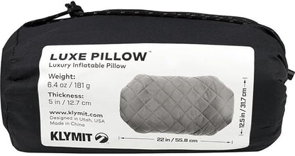 Klymit Luxe Travel Pillow and Insulated Static V Inflatable Sleeping Pad Bundle for Camping and Backpacking