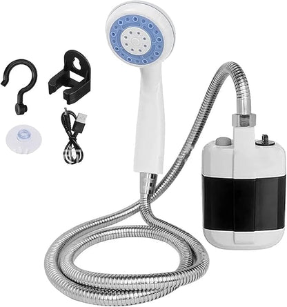 Portable Outdoor Shower with Shower Pump, 2200mAh Battery Powered Camping Shower with 59.1Inch Hose, Water Saving, Camping Showerhead for Beach Hiking