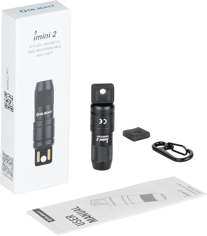 OLIGHT IMINI 2 EDC Rechargeable Keychain Flashlight, 50 Lumens Compact and Portable Mini Light, Tiny LED Keyring Lights with Built-in Battery Ideal for Everyday Carry and Emergencies (Black)