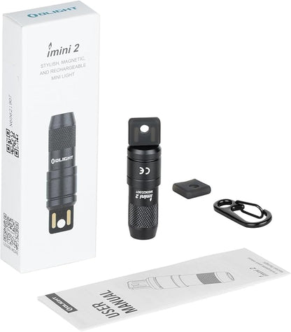 OLIGHT IMINI 2 EDC Rechargeable Keychain Flashlight, 50 Lumens Compact and Portable Mini Light, Tiny LED Keyring Lights with Built-in Battery Ideal for Everyday Carry and Emergencies (Black)