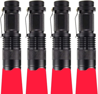 4 Pack Single Mode Red Light Flashlight, 1 Mode Red LED Flashlight Red Flashlight Torch, Red LED Red Light for Astronomy, Aviation, Night Observation