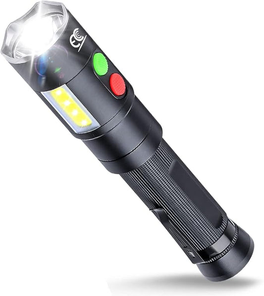 Self Defense Rechargeable Flashlight with 128dB Personal Alarms for Emergency or Safety,600 High Lumens,COB Work Light,Magnetic for Outdoors,Camping...