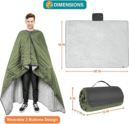 SUN CUBE Large Waterproof Camping Blanket, Fleece Quilted Stadium Blanket for Cold Weather, Windproof Foldable Outdoor Blanket Mat for Picnic, Beach, Pets, Car, 60x80in
