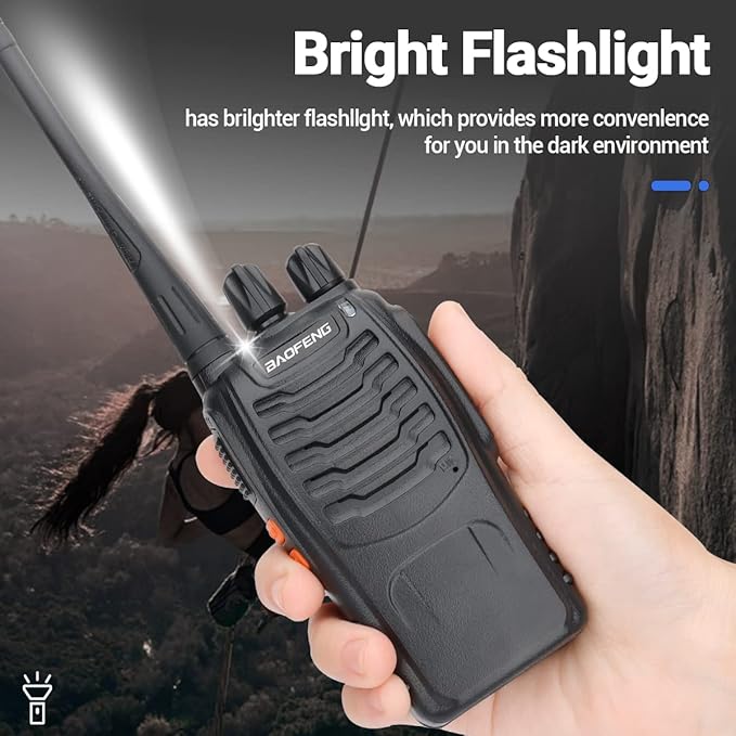 Baofeng Walkie Talkies Long Range Walkie Talkie for Adults with Earpiece Mic Rechargeable 2-Way Radios Copy Frequency Handheld Two-Way Radios Transceiver Walky Talky with USB Base Charger for Camping
