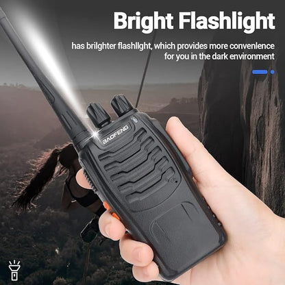 Baofeng Walkie Talkies Long Range Walkie Talkie for Adults with Earpiece Mic Rechargeable 2-Way Radios Copy Frequency Handheld Two-Way Radios Transceiver Walky Talky with USB Base Charger for Camping