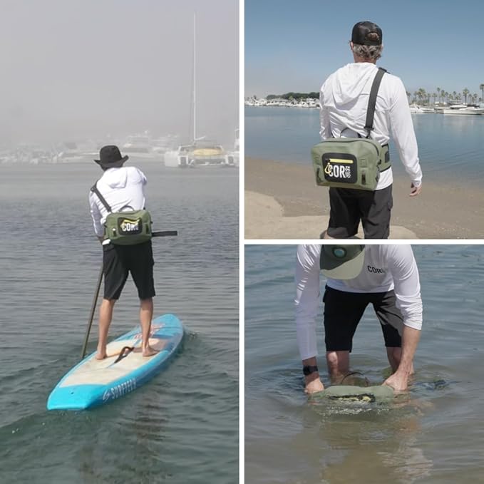 Waterproof Hip Pack | 8L Submersible Lumbar Fishing Waist Pack with Airtight Zipper | Perfect for Fly Fishing, Boating, Camping, Hiking or Paddleboarding | includes free IPX8 Waterproof Phone Case