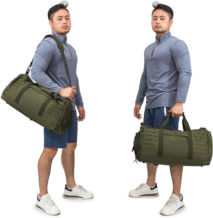QT&QY 40L Military Tactical Duffle Bag For Men Sport Gym Bag Fitness Tote Travel Duffle Bag Training Workout Bag With Shoe Compartment Basketball Football Weekender Bag