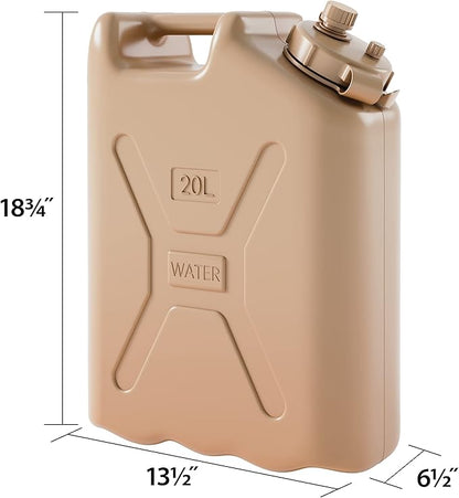 5 Gallon 20 Liter BPA Free Lightweight Portable Water Storage Container for Camping and Emergency Storage, Plastic Sand