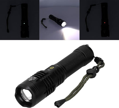 Garosa Flashlight Powerful Torch 5000LM Long Shot Telescopic Zoom Waterproof Emergency Flashlight for Outdoor Tourism Hiking Camping,Flashlight