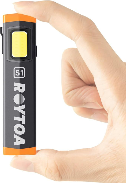 Mini Flashlight, Rechargeable Flashlights 300 Lumens Pocket EDC Flashlight with Magnetic Base Small Handheld Flashlight with Clip for Camping, Outdoor, Emergency