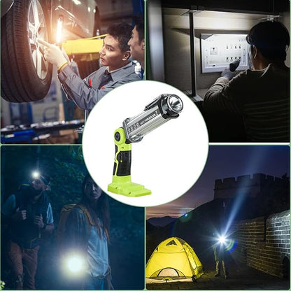 for Ryobi 18V Light Cordless Powered LED Spotlight YEX-BUR 25W 2000LM LED Work Light for Ryobi 18v ONE + Li-ion NiCd NiMh Batteries Portable Handheld Flashlight Floodlights Camping Light with Hook