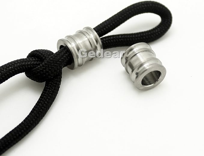 5pcs 10mm Titanium Knife Key Jewelry Parachute Cord Bead Pendant Lanyard Ti Color