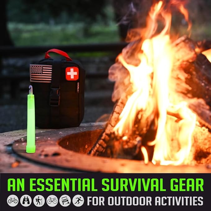 EVERLIT Survival Brand 12 Pack Glow Sticks, 6 Inches Emergency Light Sticks for First Aid Kit, Camping, Hiking, Outdoor, Disasters, Emergencies up to 12 Hours Duration